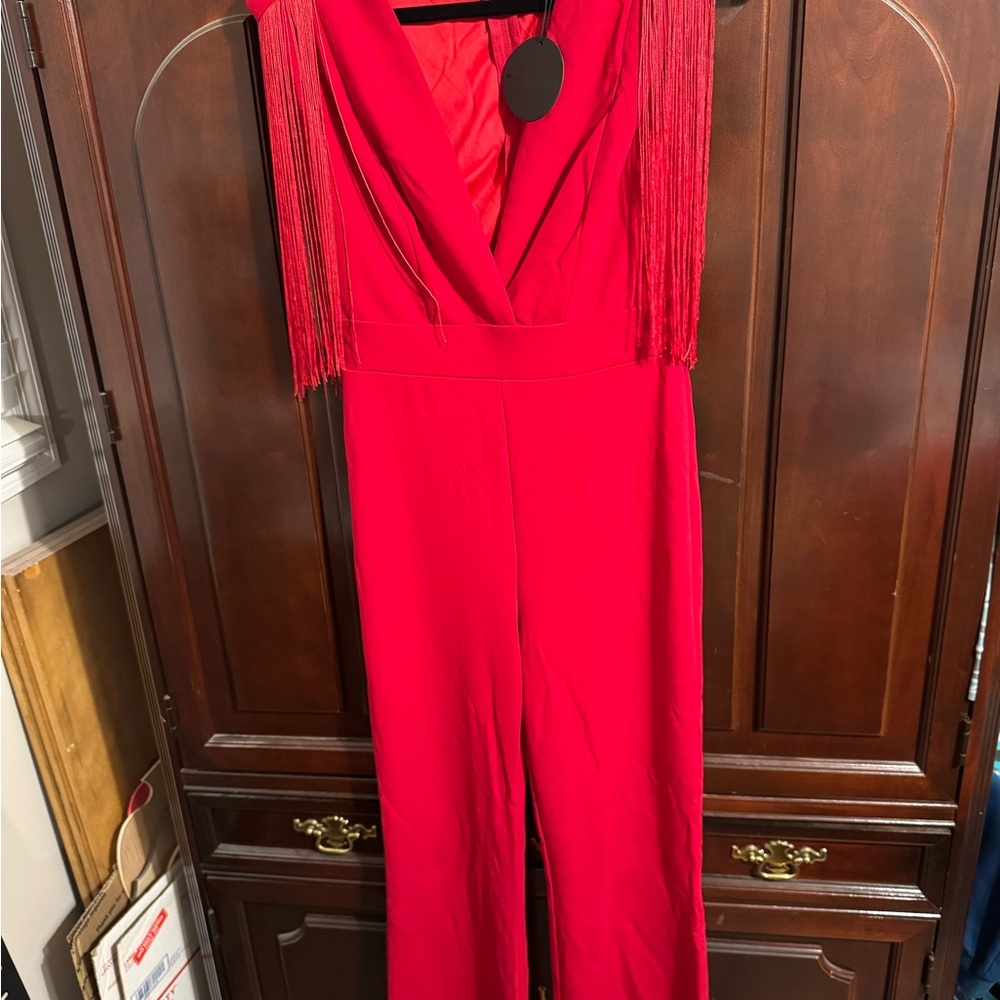 Cute fringe Red Jumpsuit